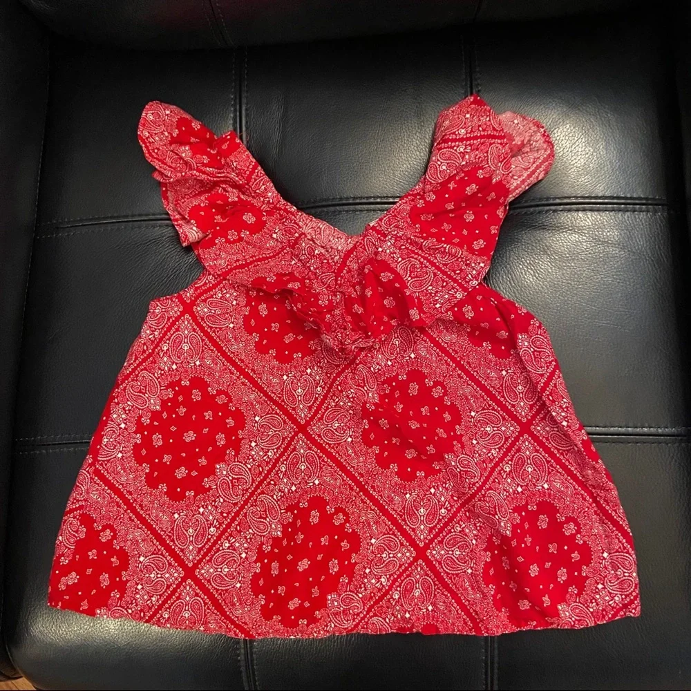 OshKosh Girls Red & White Sleeveless Bandana Top Size 6 or 6X